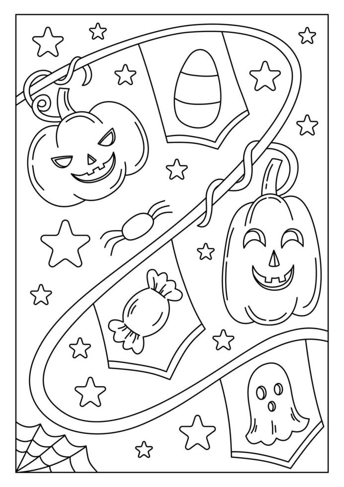 halloween banner printable coloring page vector