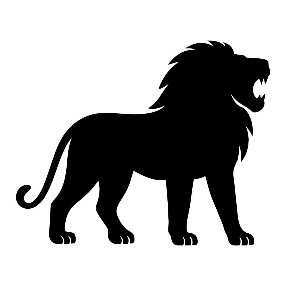 Lion silhouette side roaring view vector