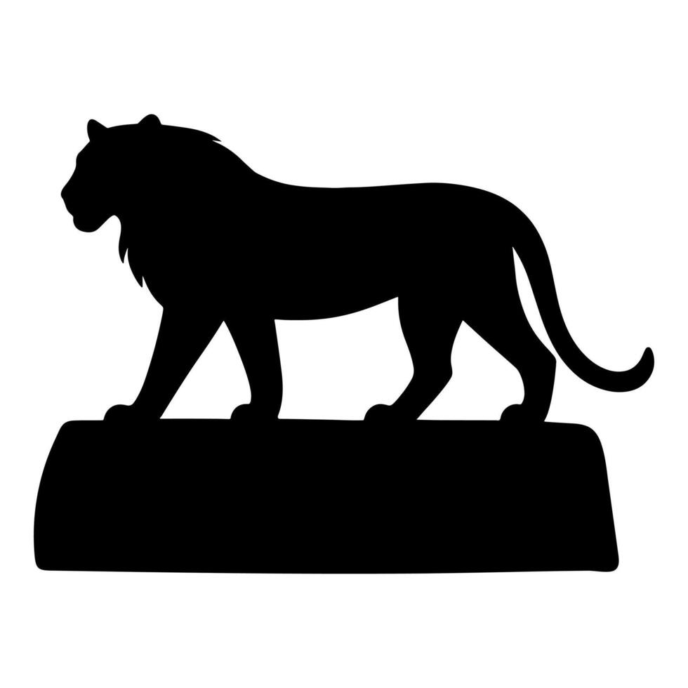 Lion silhouette standing on big rock vector