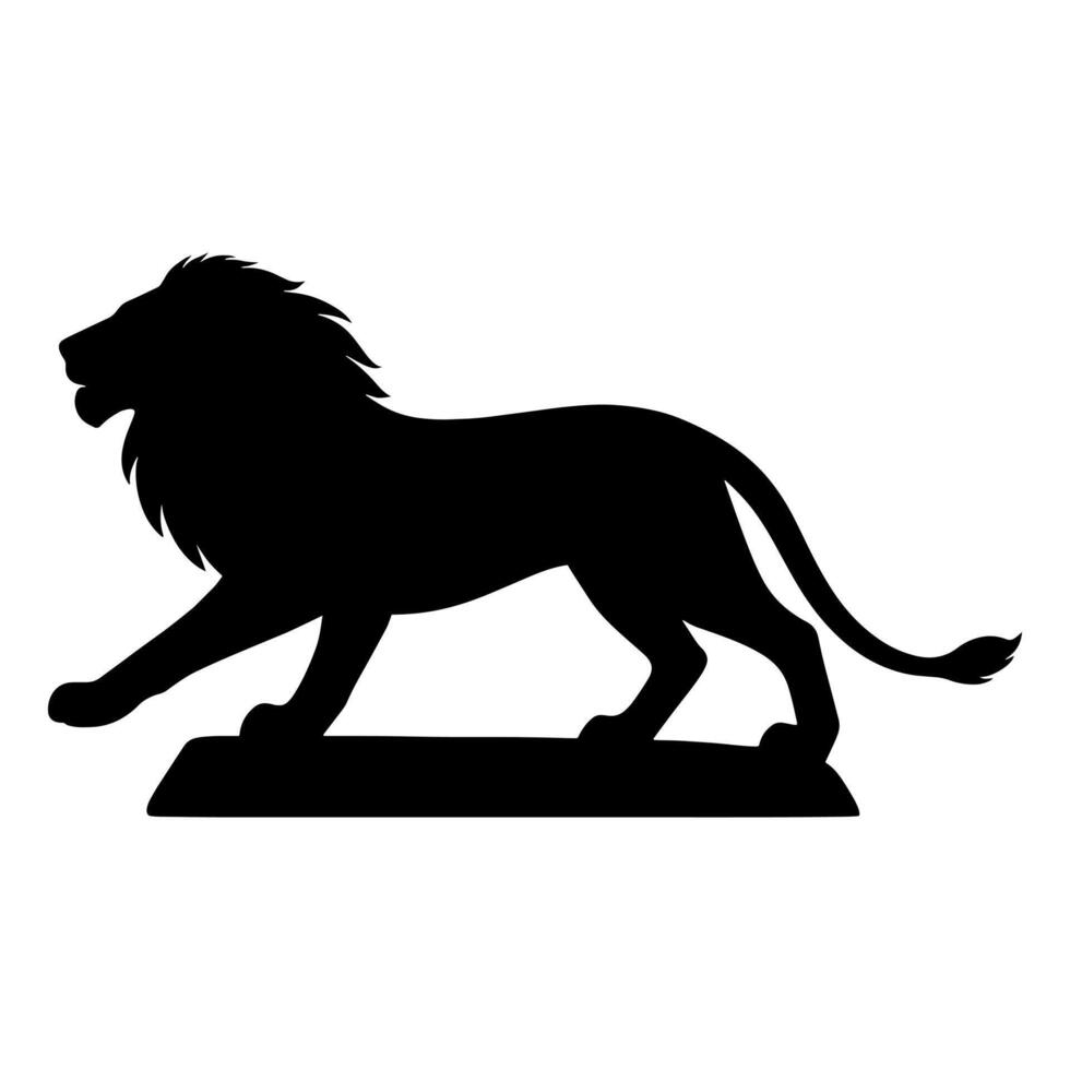 Lion silhouette running on big rock vector