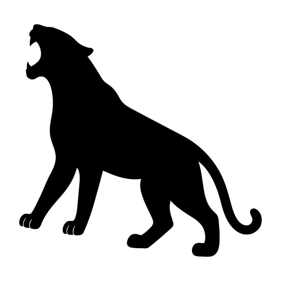 Tiger silhouette like climbing mountain or hill vector