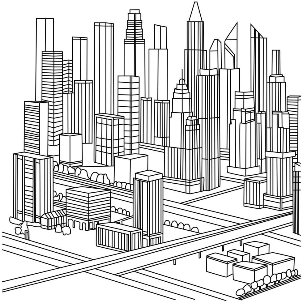 Architectural Cityscape Hand Sketch vector