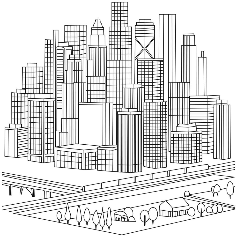 Hand Drawn Cityscape Sketch Illustration vector