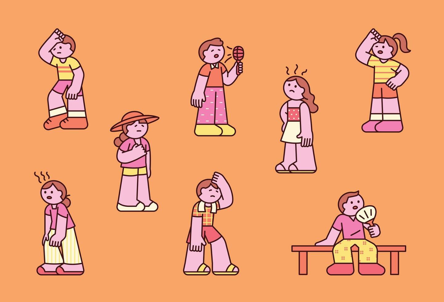 Colorful characters displaying emotions and activities vector