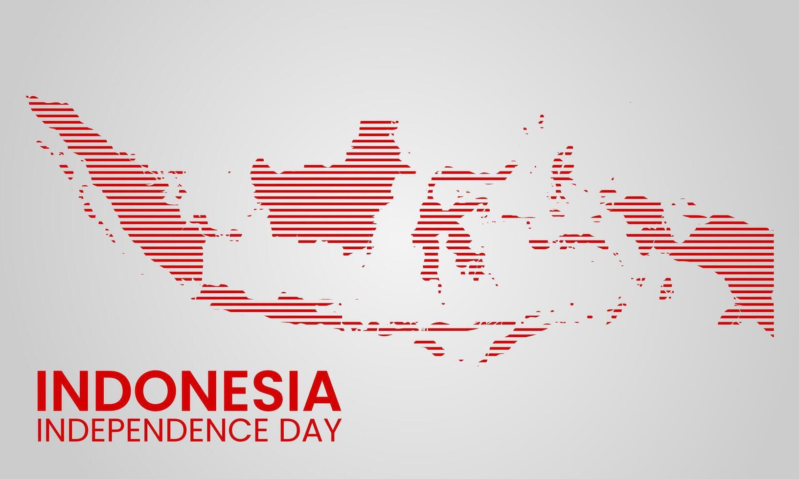 Abstract red striped Indonesia map design for aesthetic Independence Day background vector
