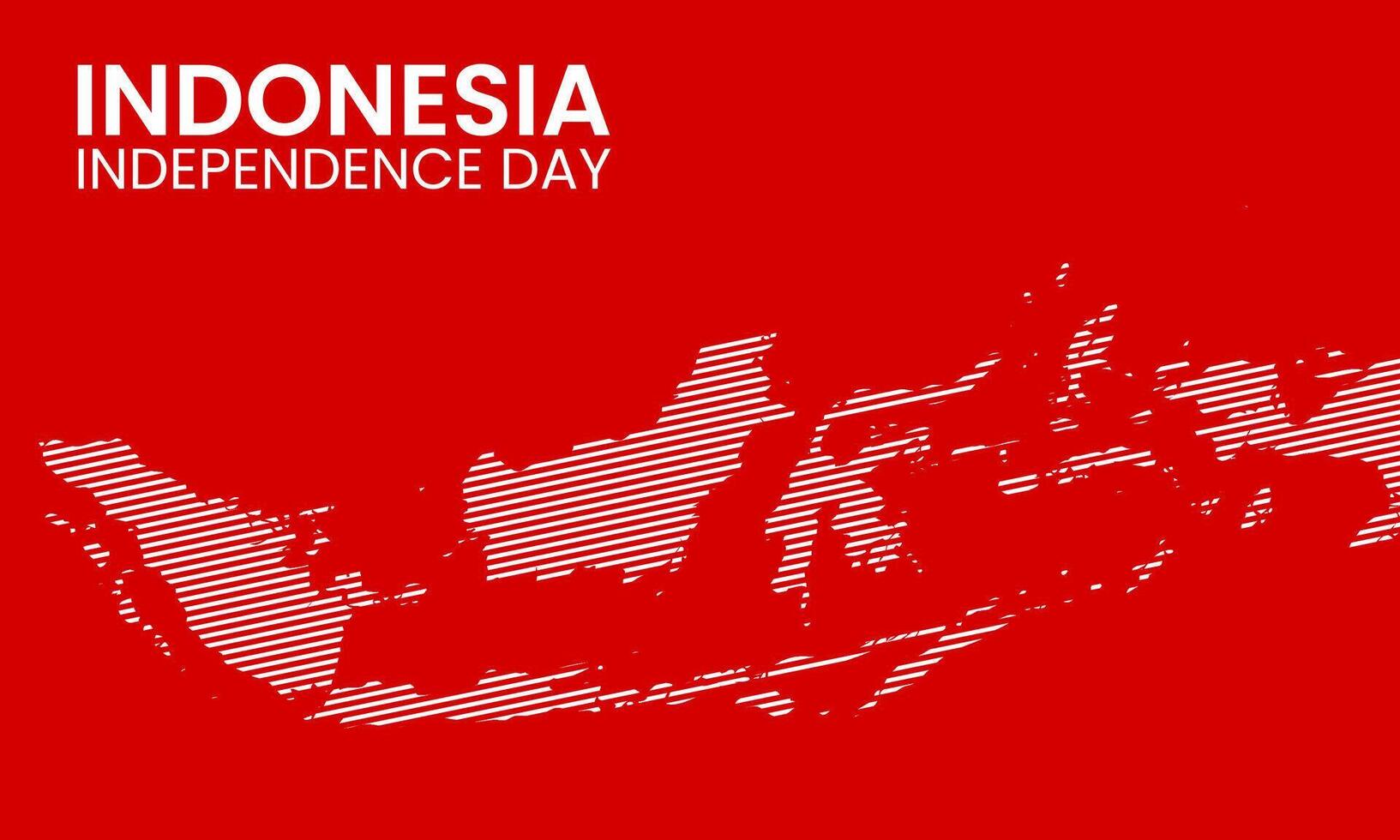 Red aesthetic abstract background of Indonesia independence day with modern striped map vector