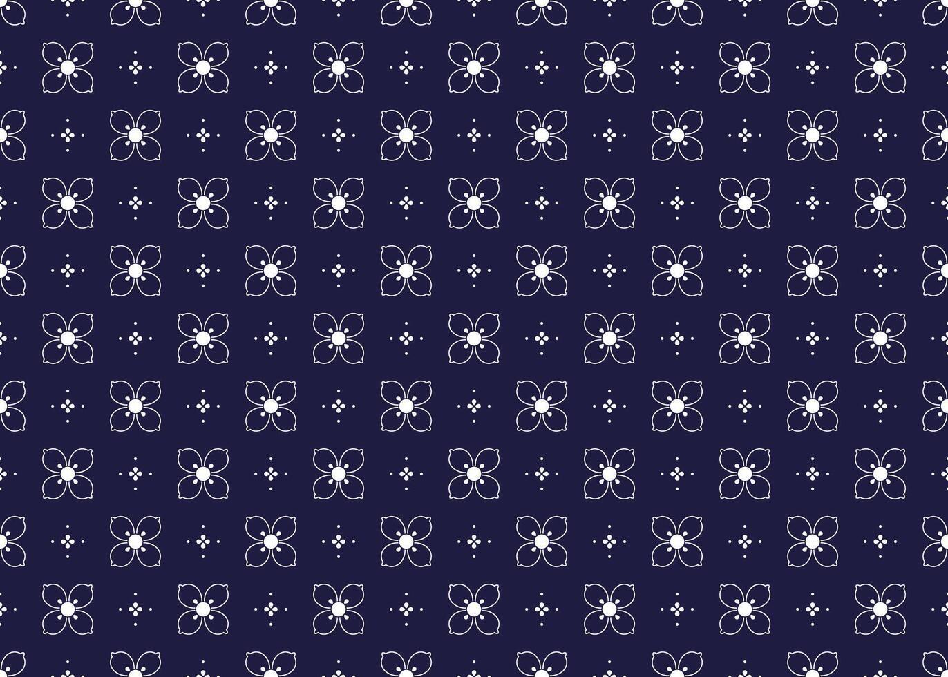 Seamless white outline floral blooming on dark blue background, ethnic fabric pattern, Portuguese style, design for cloth, carpet, batik, wallpaper vector