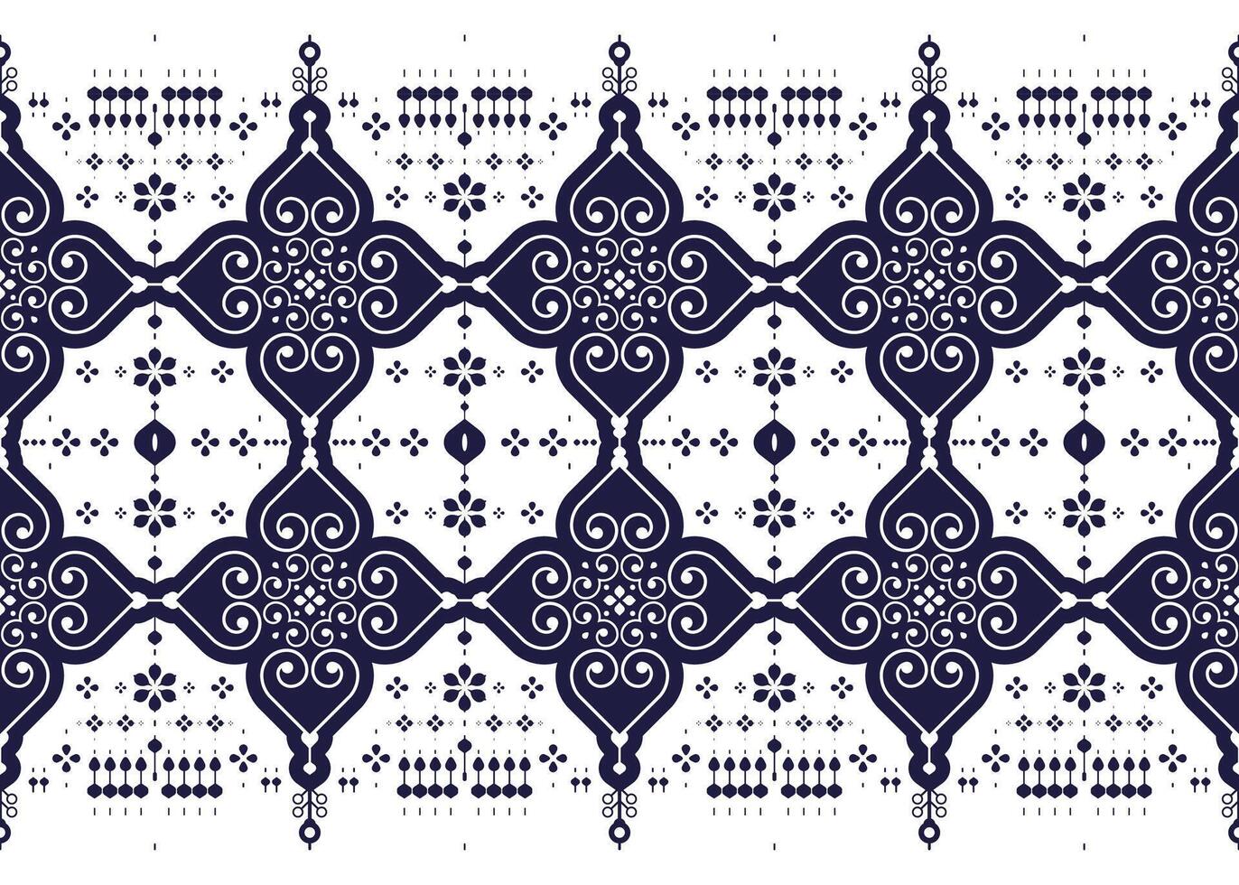 ethnic fabric seamless pattern, blue and white style, design for cloth, carpet, batik, wallpaper etc vector