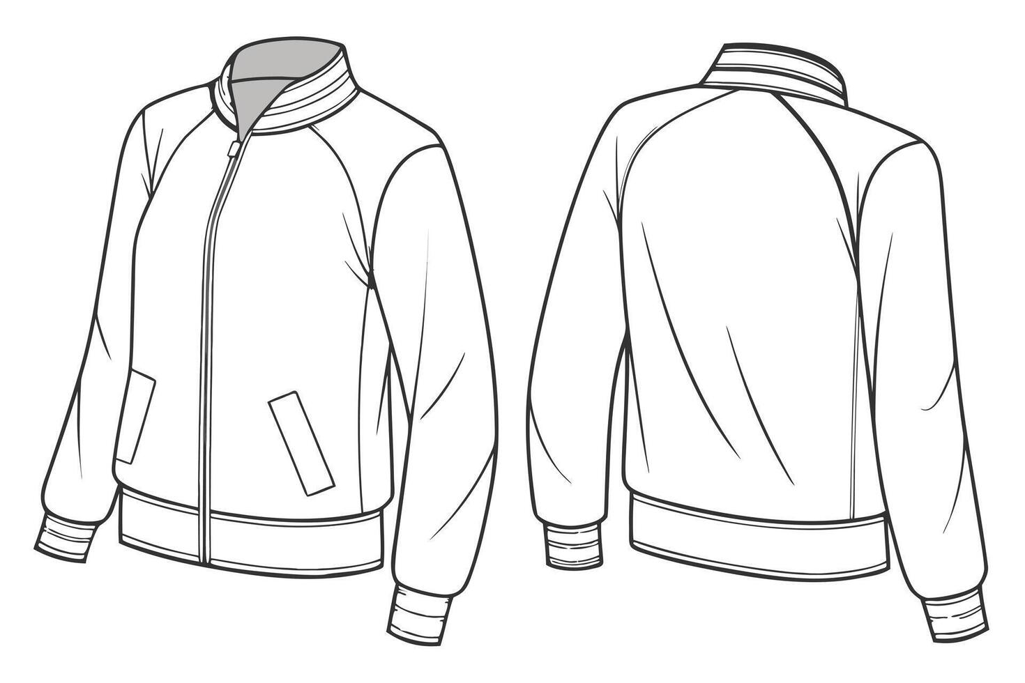 Illustration of a Bomber Jacket Front and Back View vector