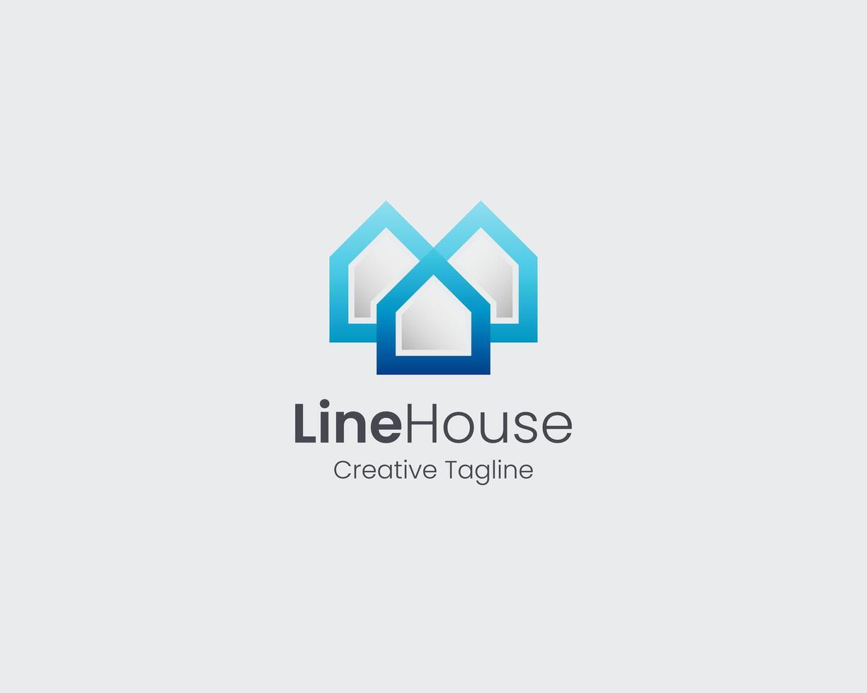 Simple minimal line house logo vector