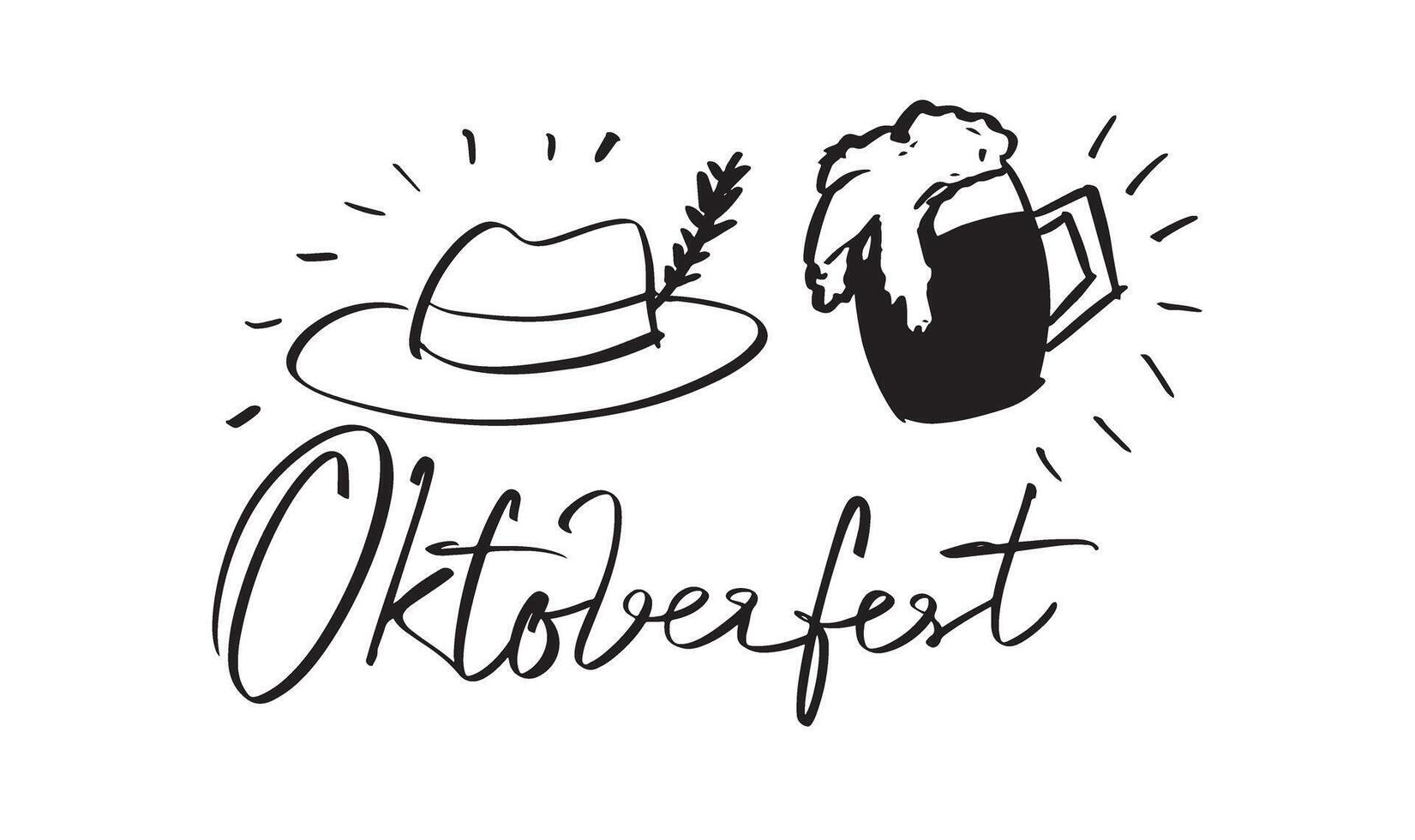 Oktoberfest beer hat drawing back color object icon oktoberfest october month german celebration alcohol celebration munich bavarian festival mug food oktoberfest beer glass font text calligraphy art vector