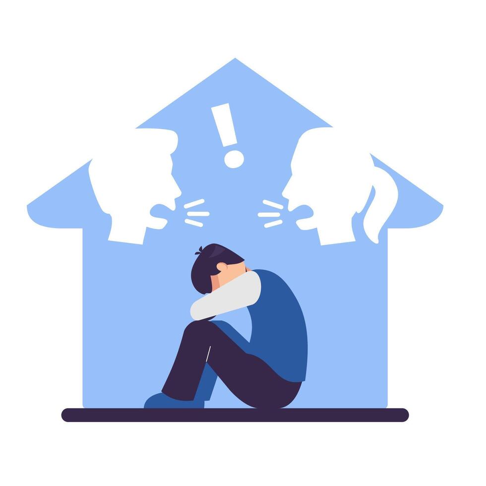 Person feeling distressed in a home setting vector