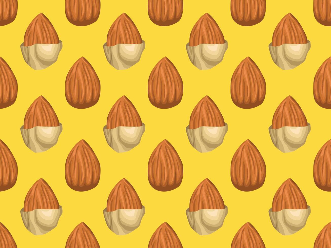 almonds on yellow background vector