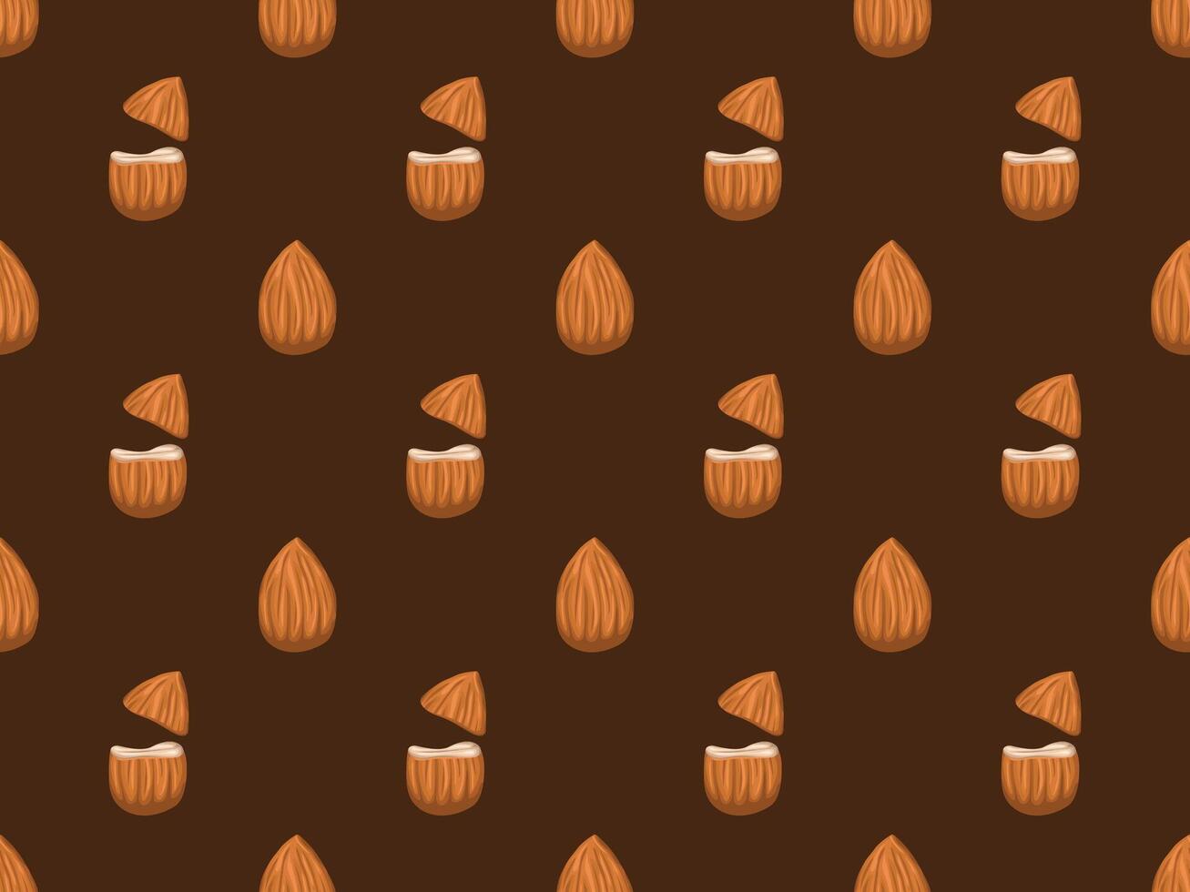 almond nuts on brown background vector