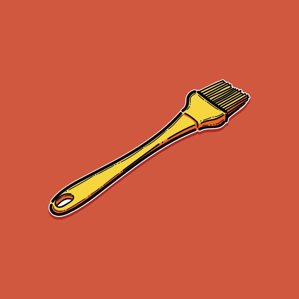 Illustration of a Yellow Basting Brush on a Vibrant Orange Background vector