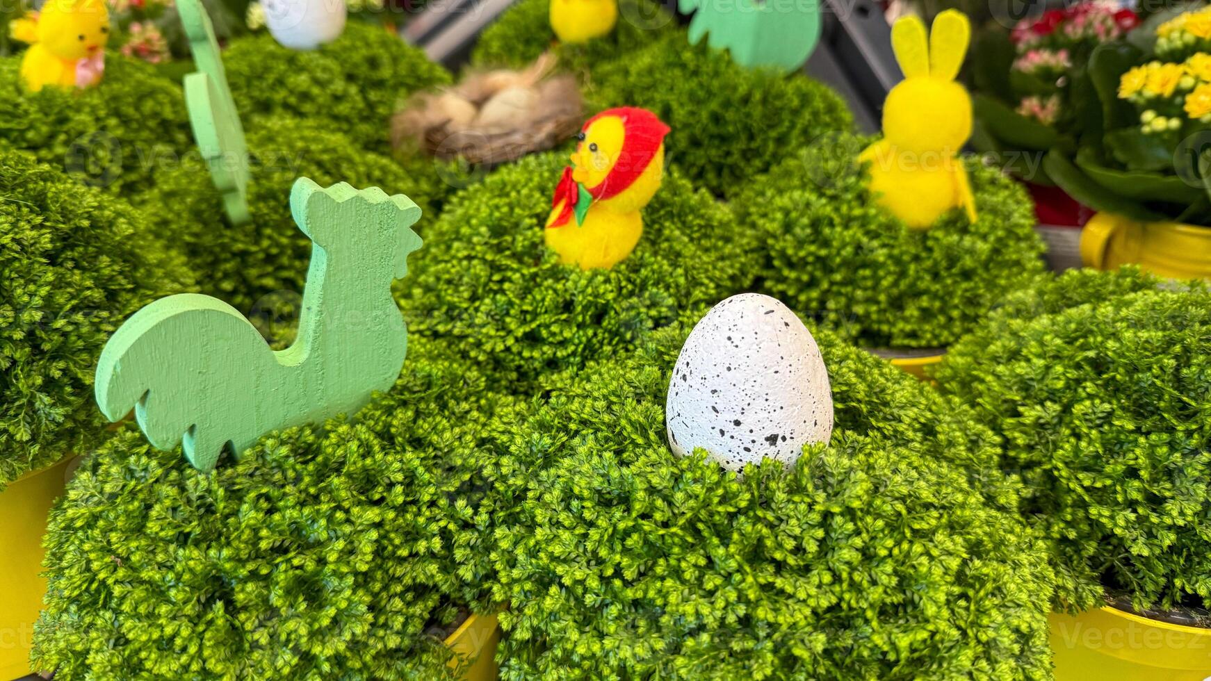Speckled egg nestled in verdant moss, whimsical Easter tableau, embodying Ostaras revival and whimsical springtime renewal photo