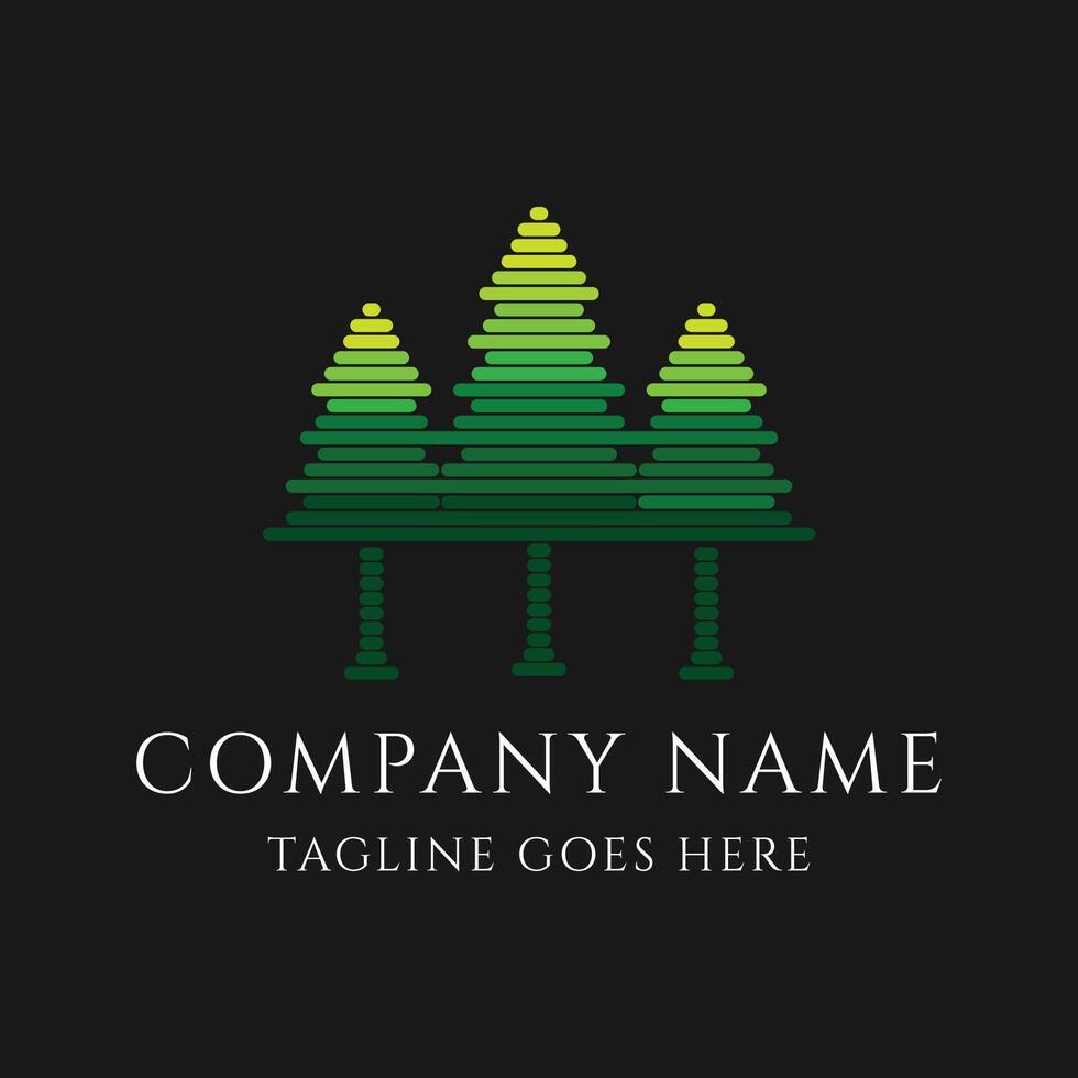 Pine Evergreen Fir Hemlock Spruce Conifer Cedar Coniferous Cypress Larch Pinus Trees Forest Logo Design vector