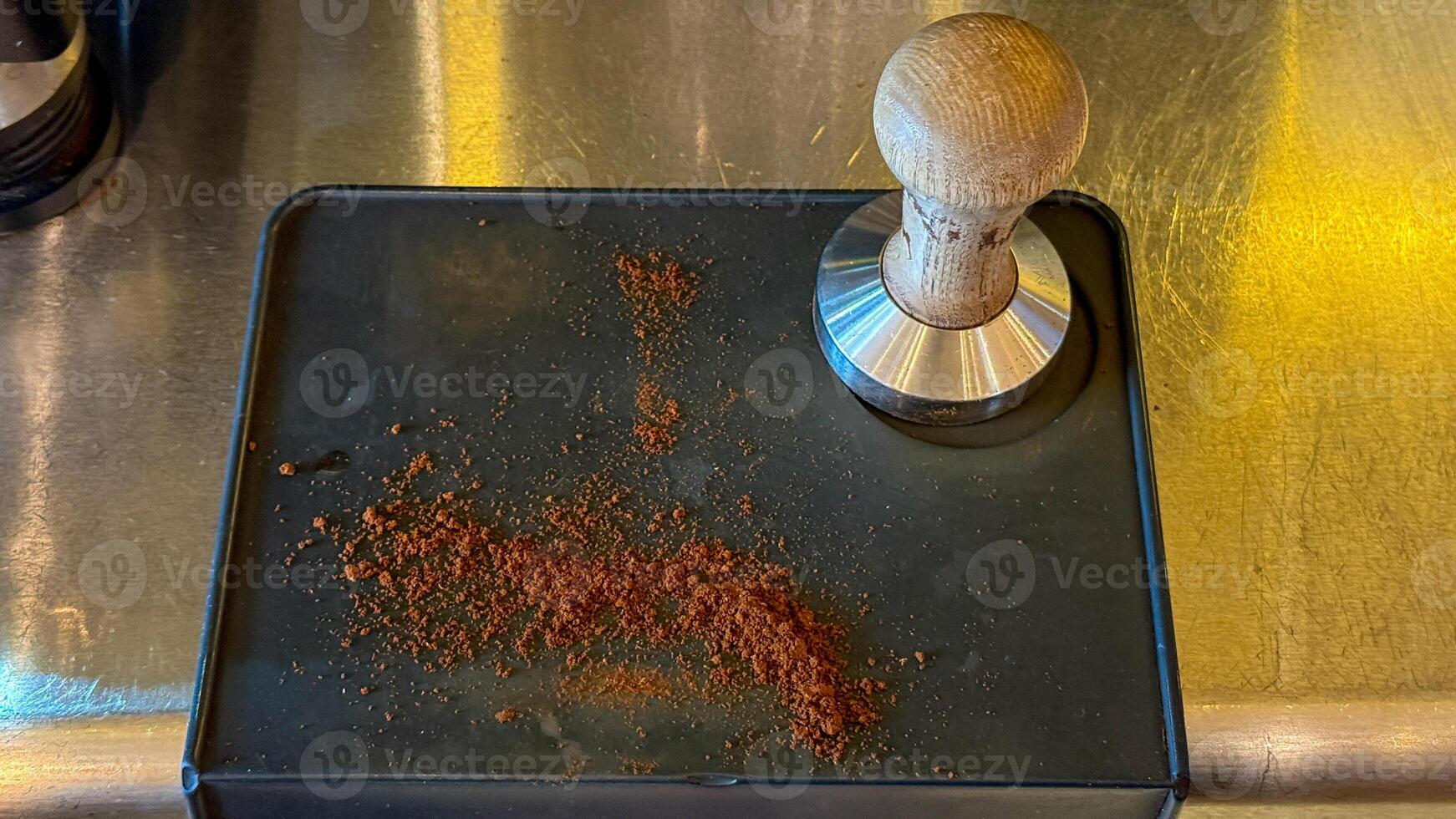 Espresso grounds whisper tales of morning ritual, baristas alchemy, International Coffee Day magic spills robust aroma photo