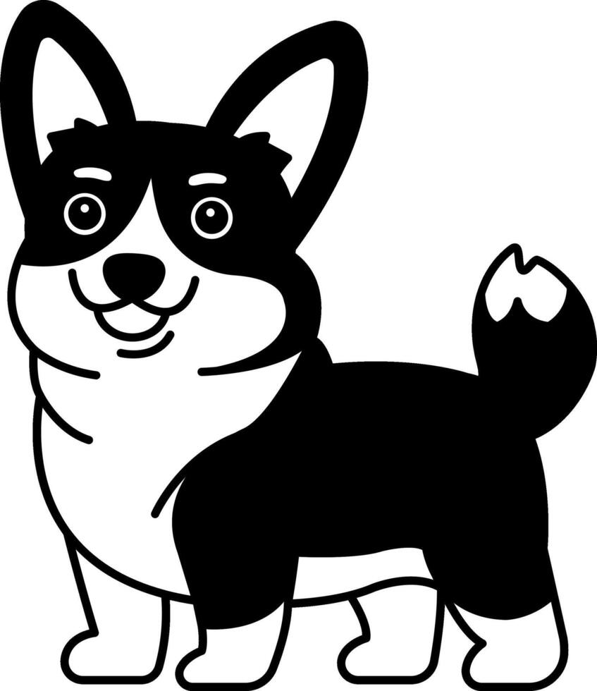 black and white isolate icon of a Corgi vector