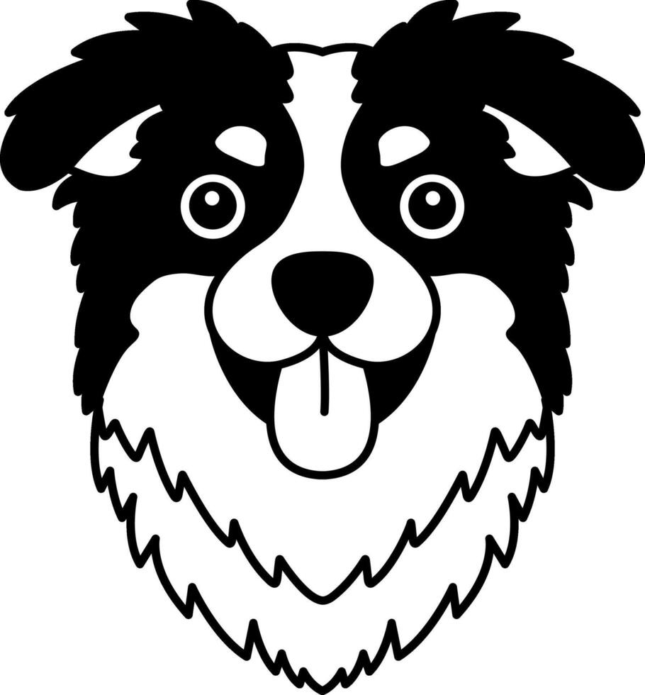 black and white isolate icon of a Border Collie vector