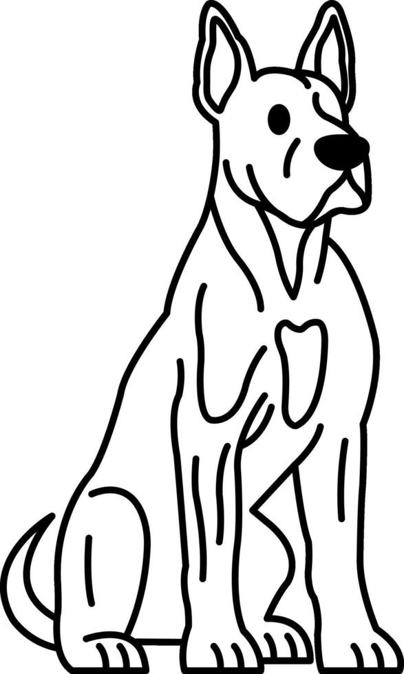 black and white illustration of a big Doberman Pinscher dog vector