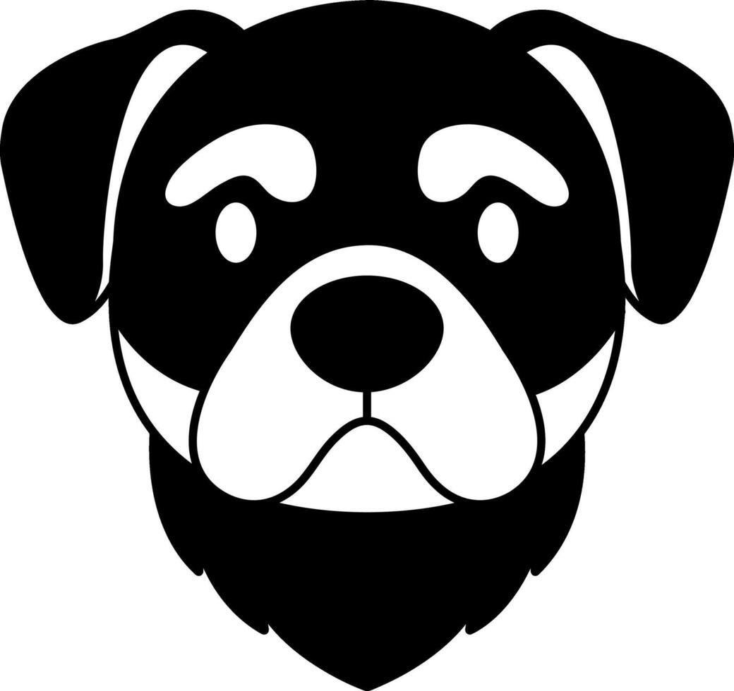 black and white illustration icon of a Rottweiler dog vector