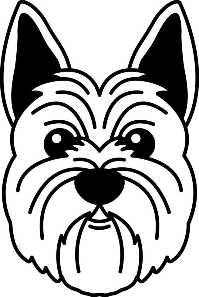 black and white isolate illustration of a Yorkshire Terrier dog vector