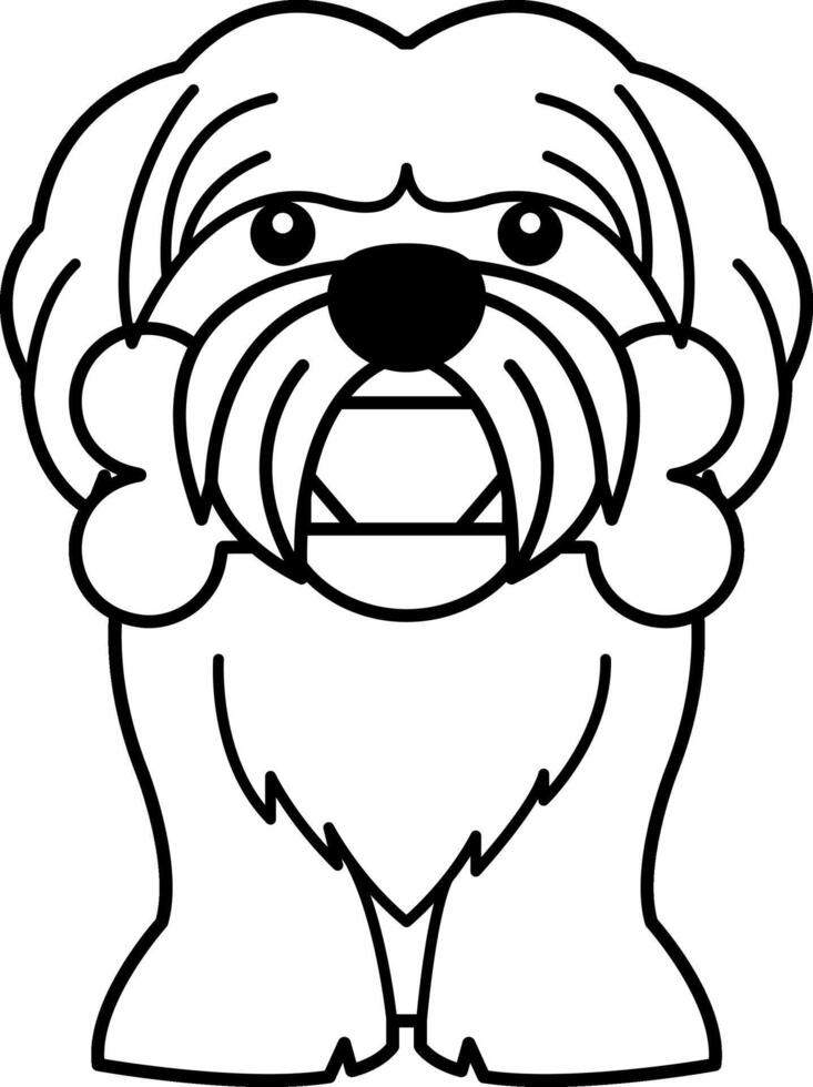 black and white isolate icon of a Shih Tzu dog vector