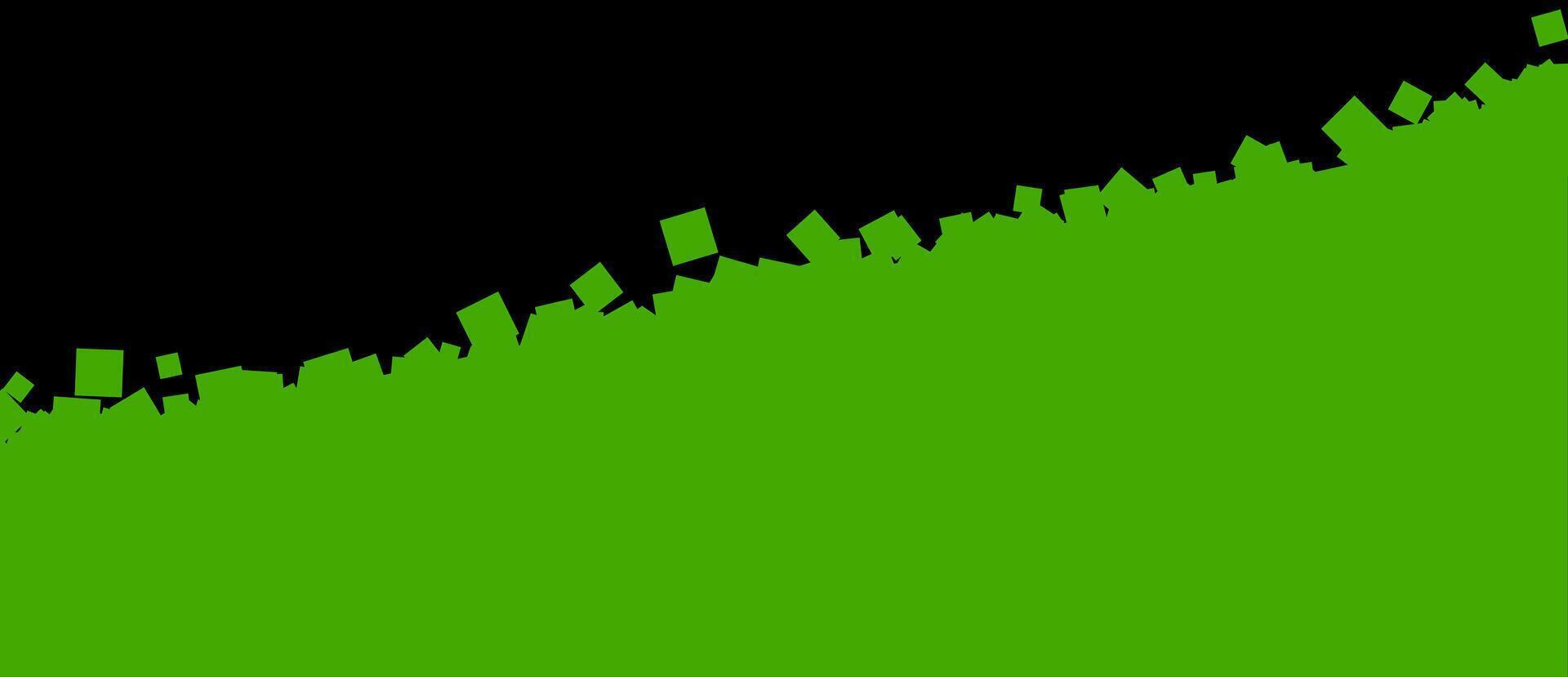 Green plane emerges from black with scattered cubes on the edge vector