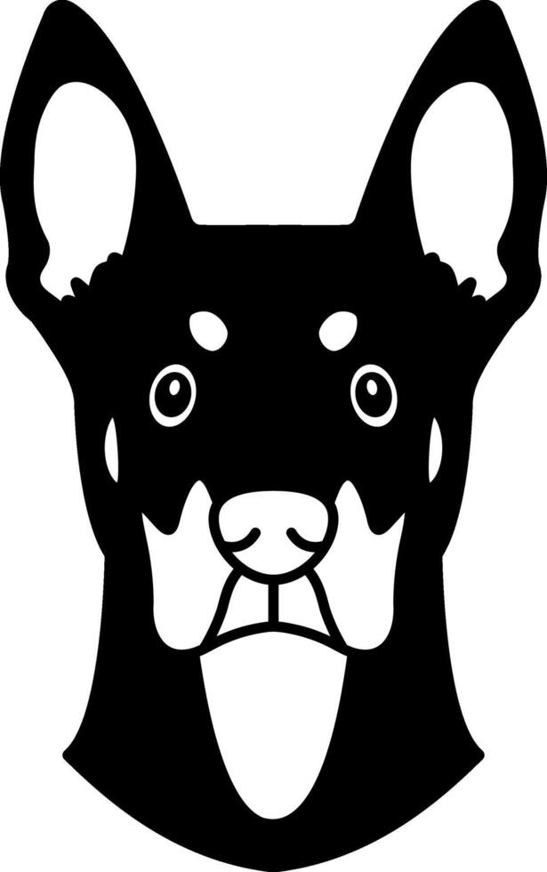 black and white isolate illustration of a Doberman Pinscher dog vector
