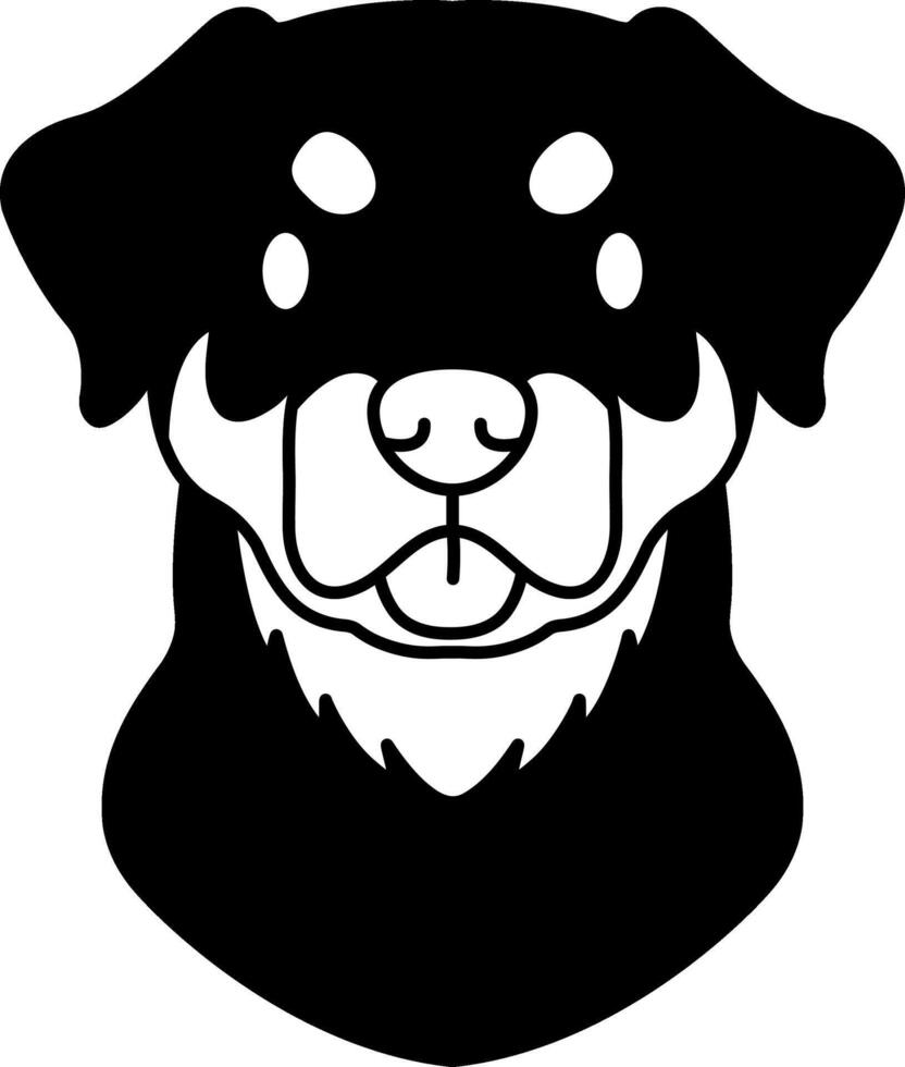 black and white isolate illustration of a Rottweiler dog vector