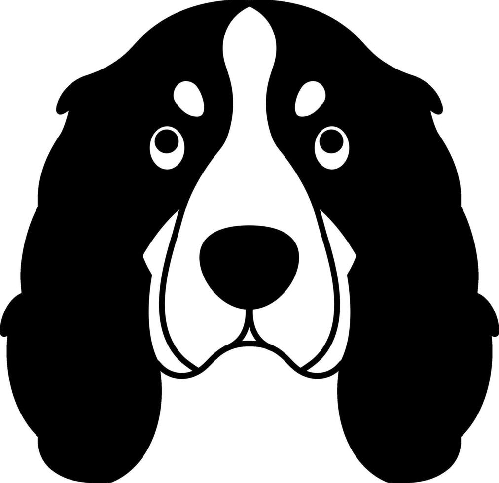 black and white illustration of a Cavalier King Charles Spaniel dog vector