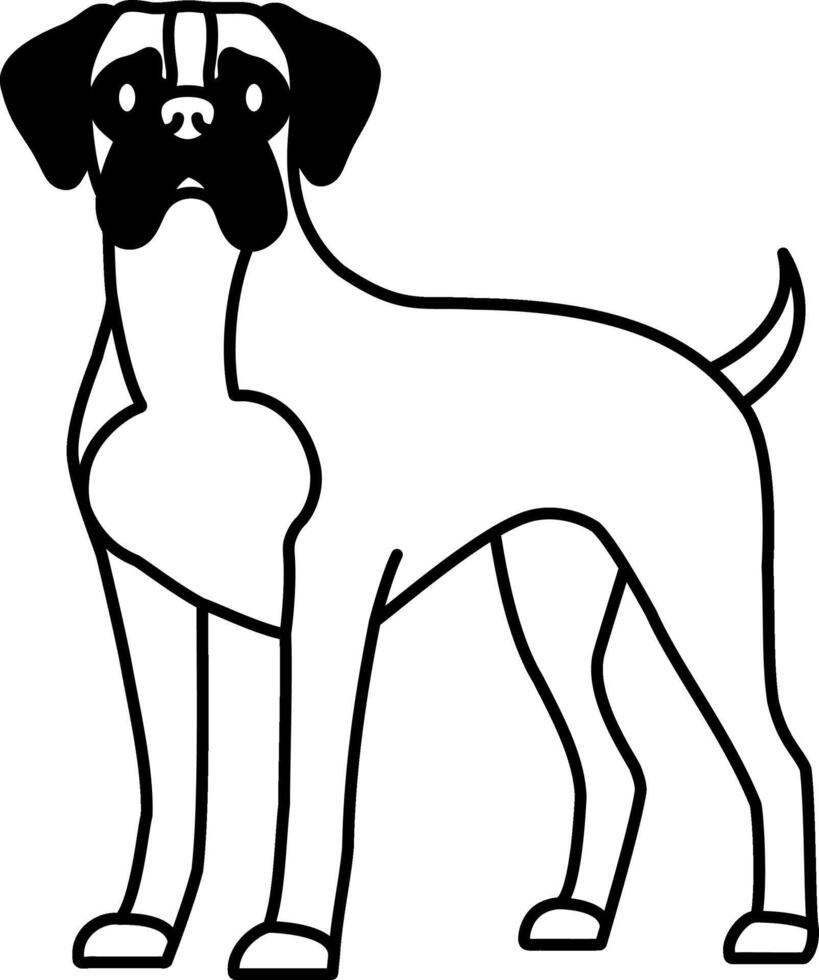 black and white illustration icon of a boxer dog vector