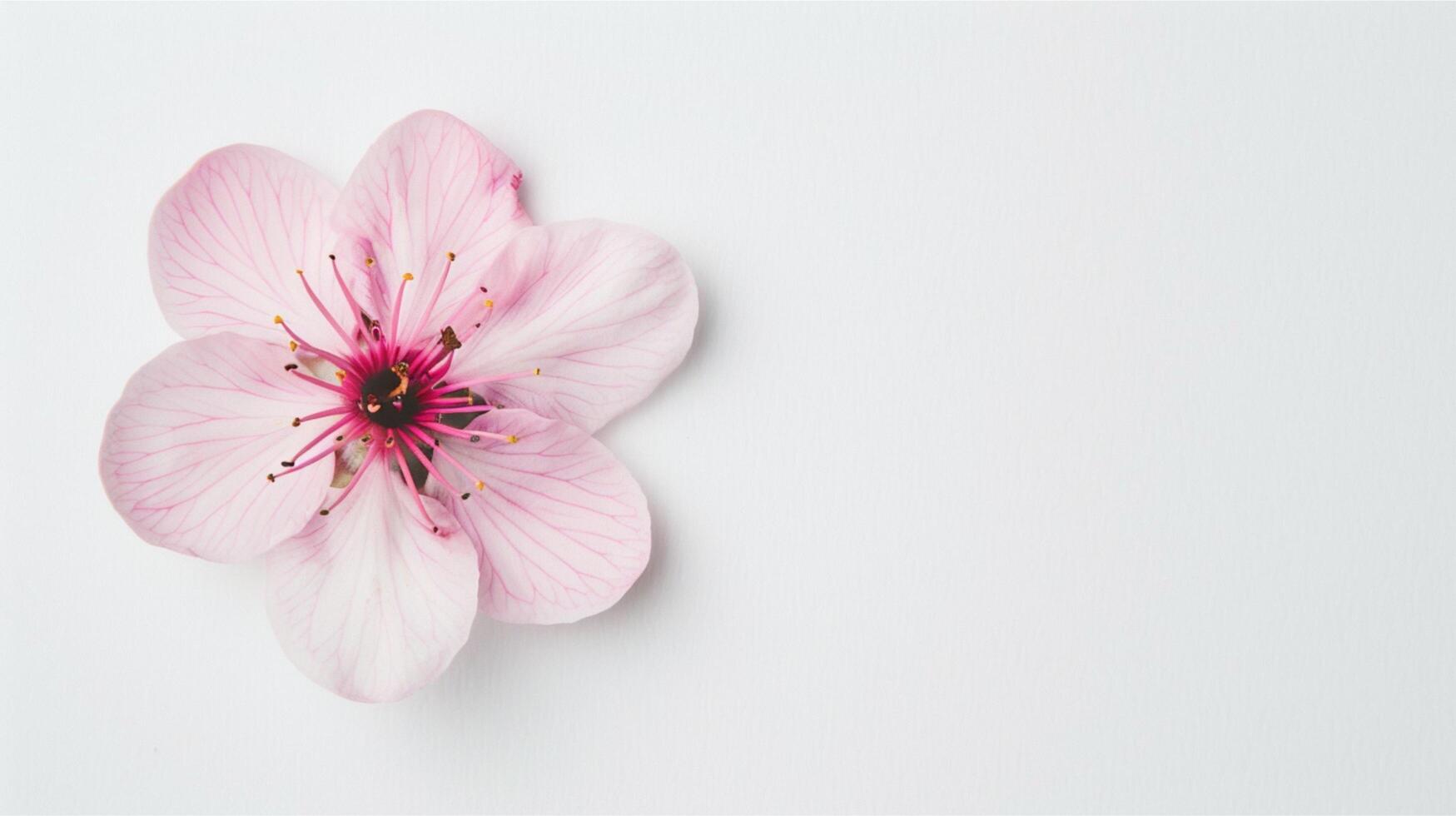 Pink and white cherry blossoms bloom in nature, beautifully arranged as a charming spring or summer bouquet. photo