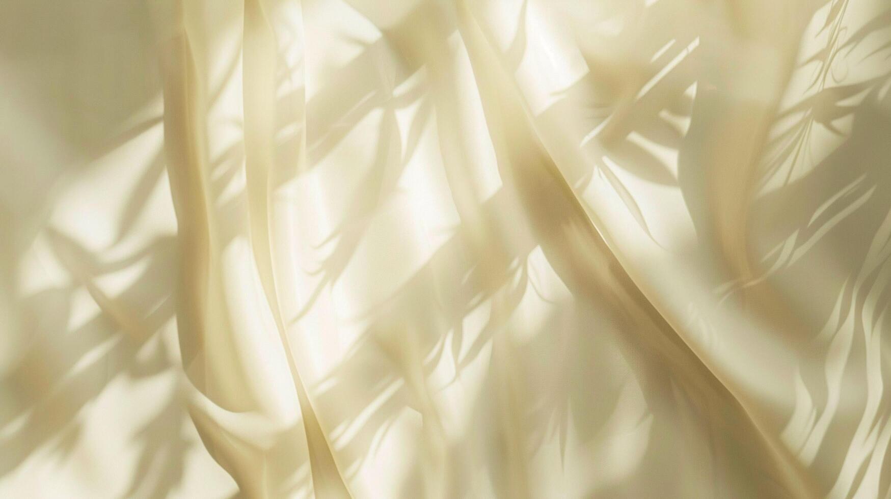 Golden silk fabric flows smoothly, a luxurious yellow textile with a soft, wavy pattern for elegant design backgrounds photo