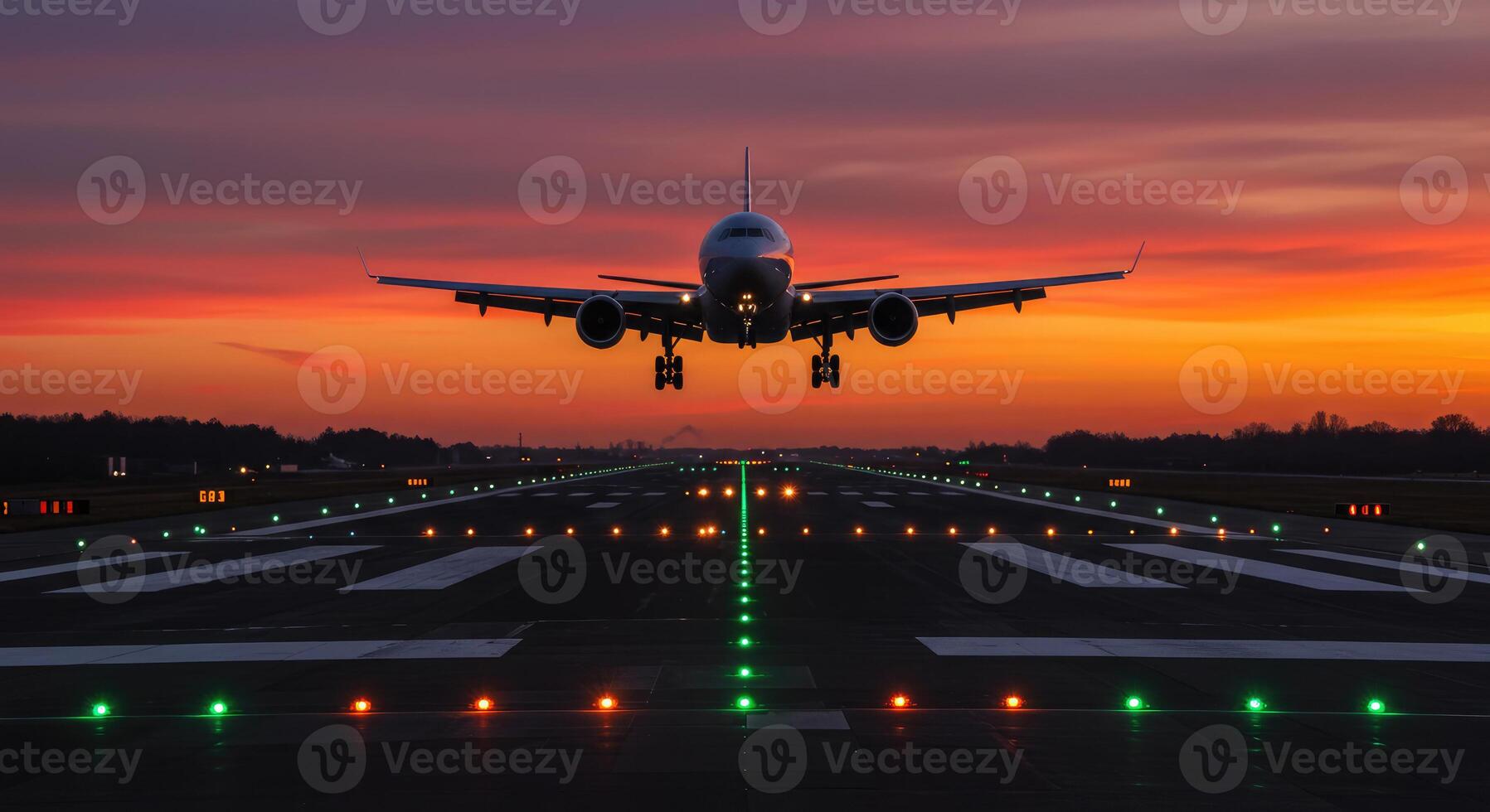 The Silhouette of a Commercial Jet on Final Approach. photo