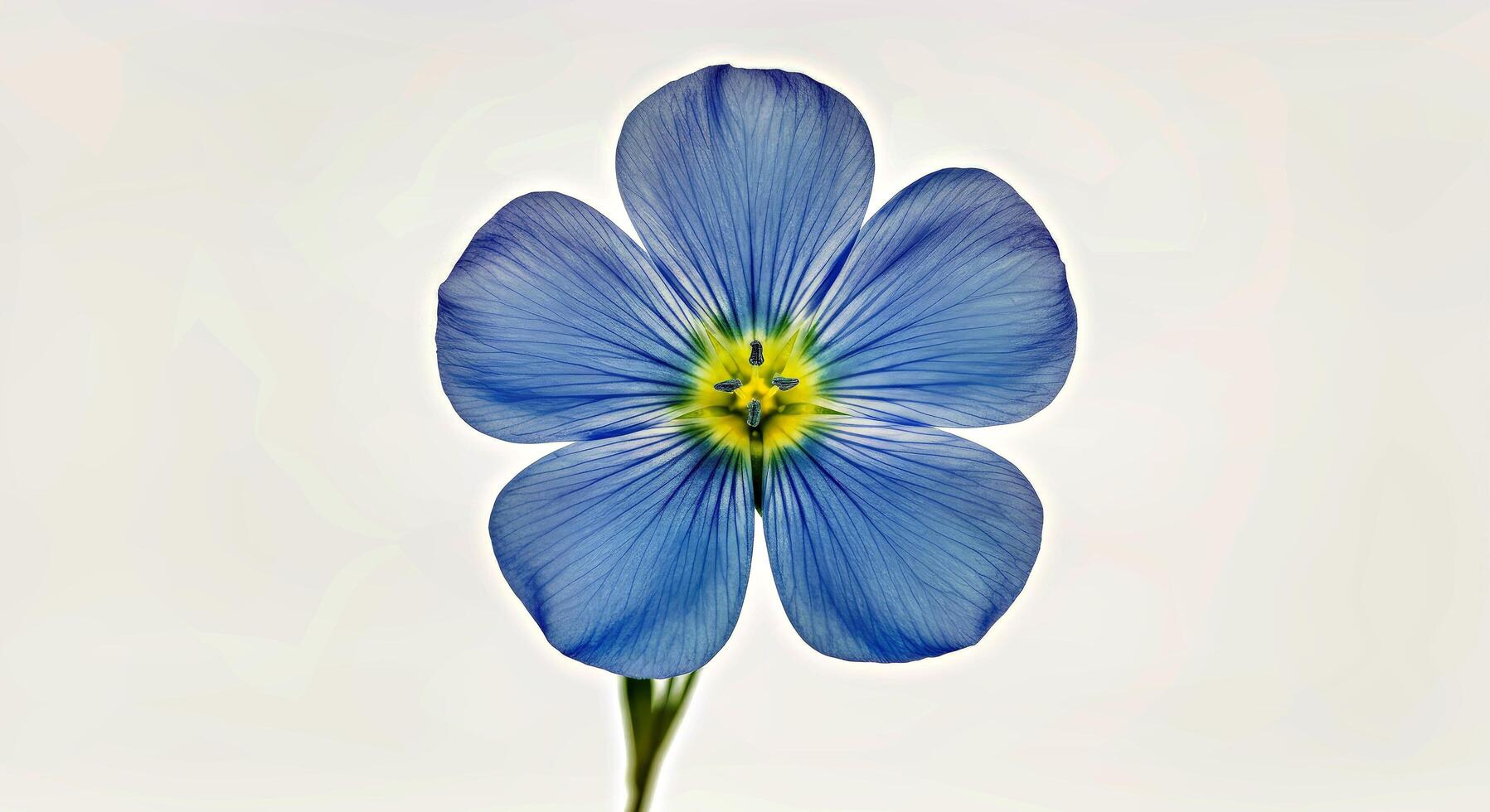 Delicate Single Linseed Flax Flower on a Pure White Background photo