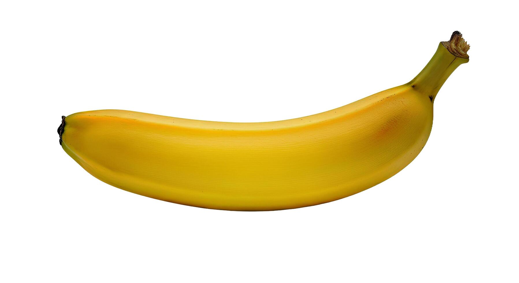 Ripe Single Banana with Smooth Yellow Peel on Pure White Background photo
