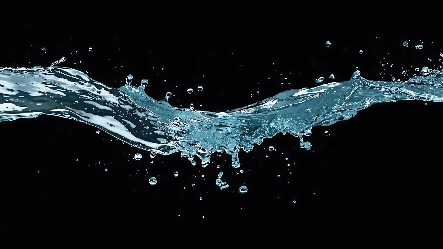 Water Flowing, Abstract image of clear, blue water flowing smoothly, creating a dynamic, elegant wave. The liquid's texture and translucency are highlighted, suggesting purity photo