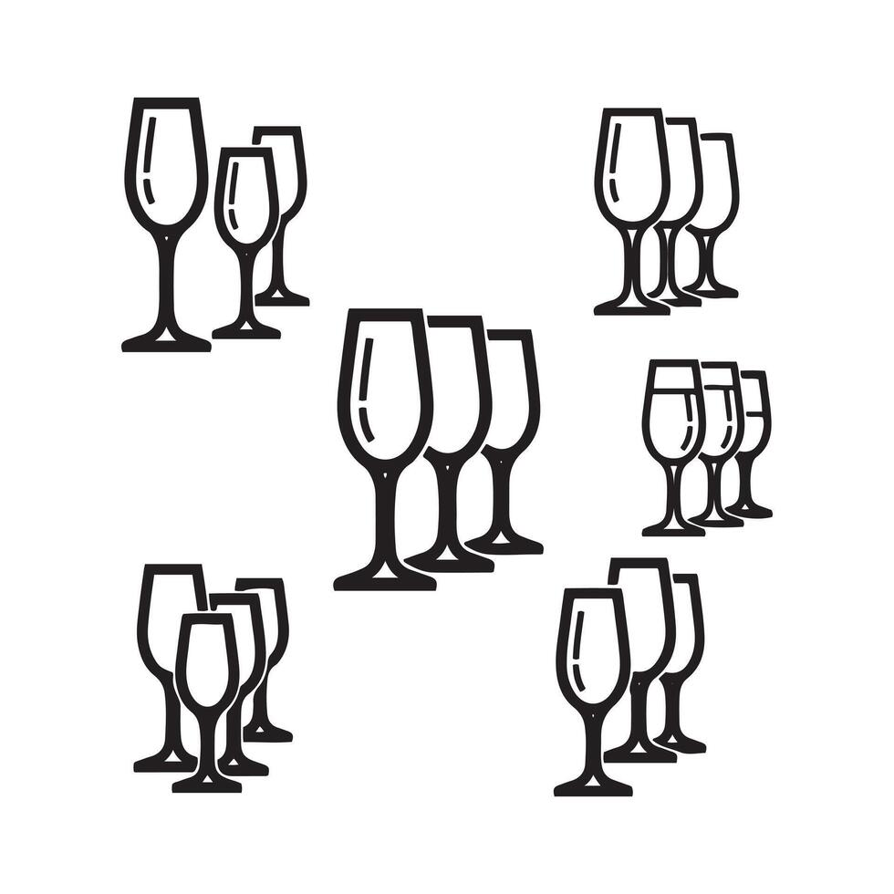 Collection of elegant stemmed drinkware for celebrations and events vector