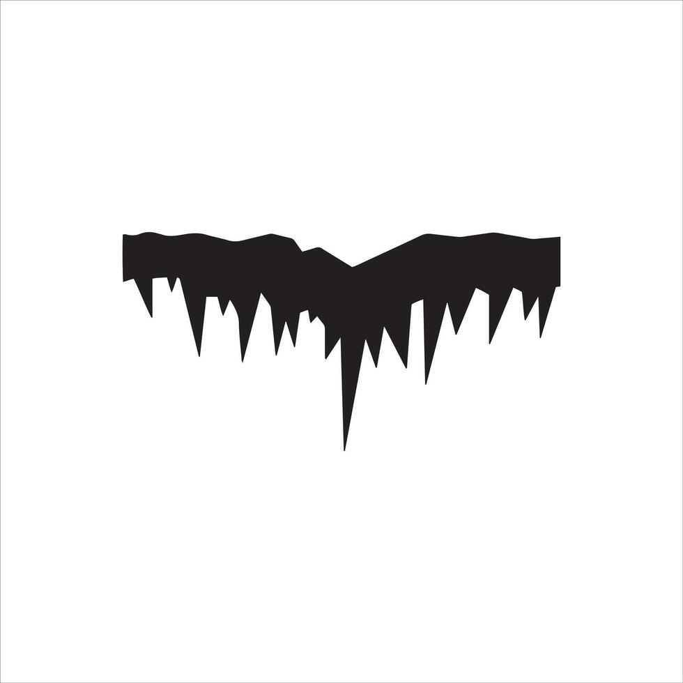 Sharp black icicles hanging down from an overhang vector