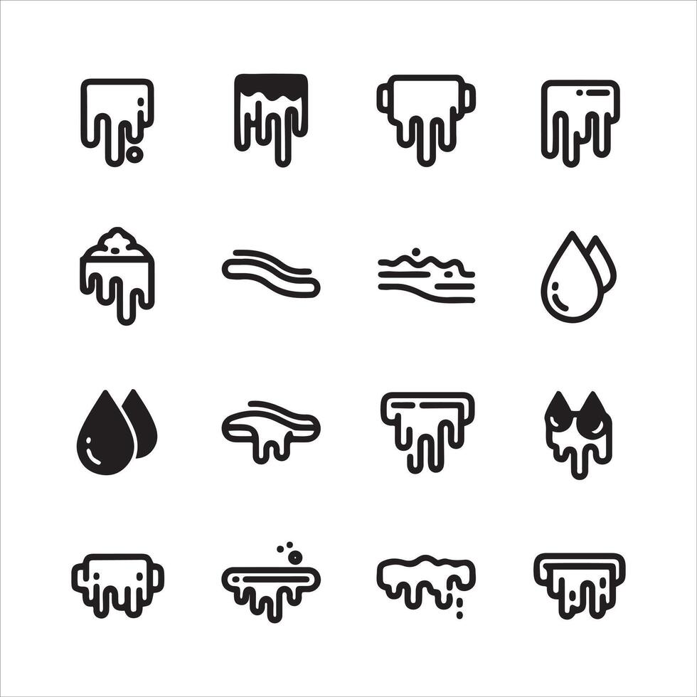 Collection of drips and liquid flowing elements representing various states of fluidity vector