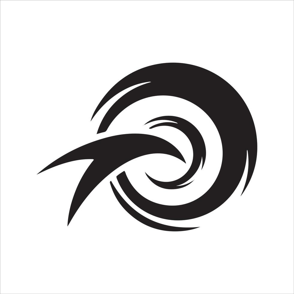 Abstract black swirl symbol with a sharp arrow element vector