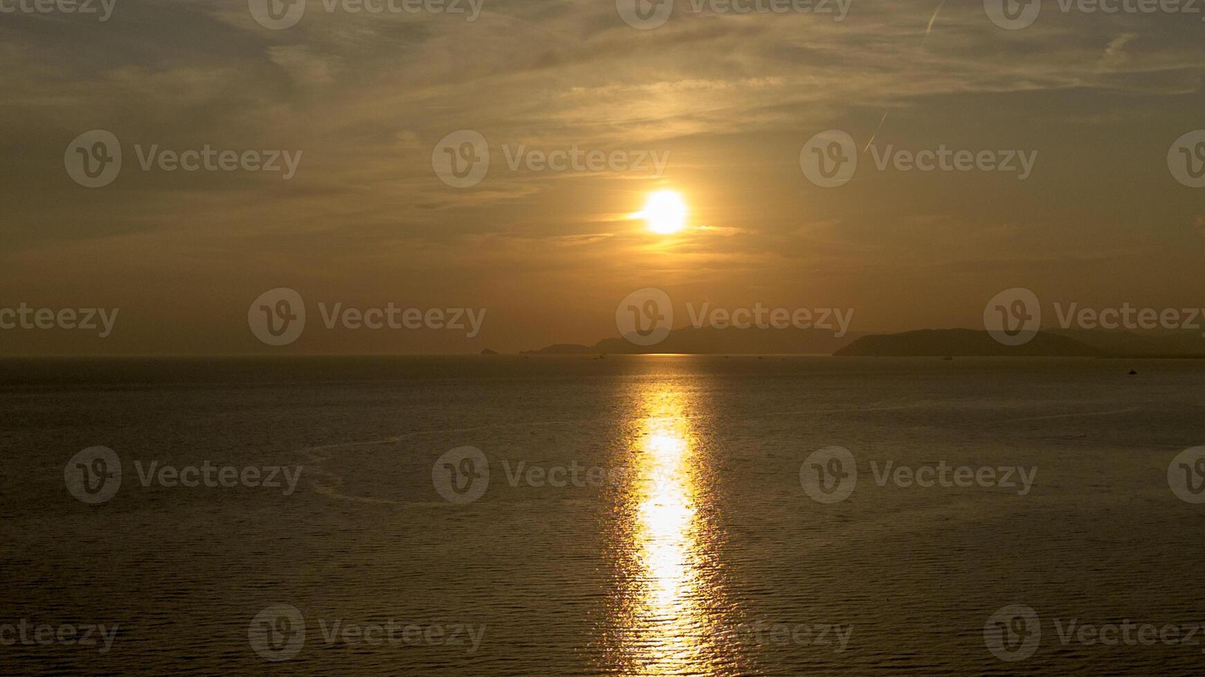 Sunset Tyrrhenian Sea Viareggio, Italy. Landscape. View from above photo