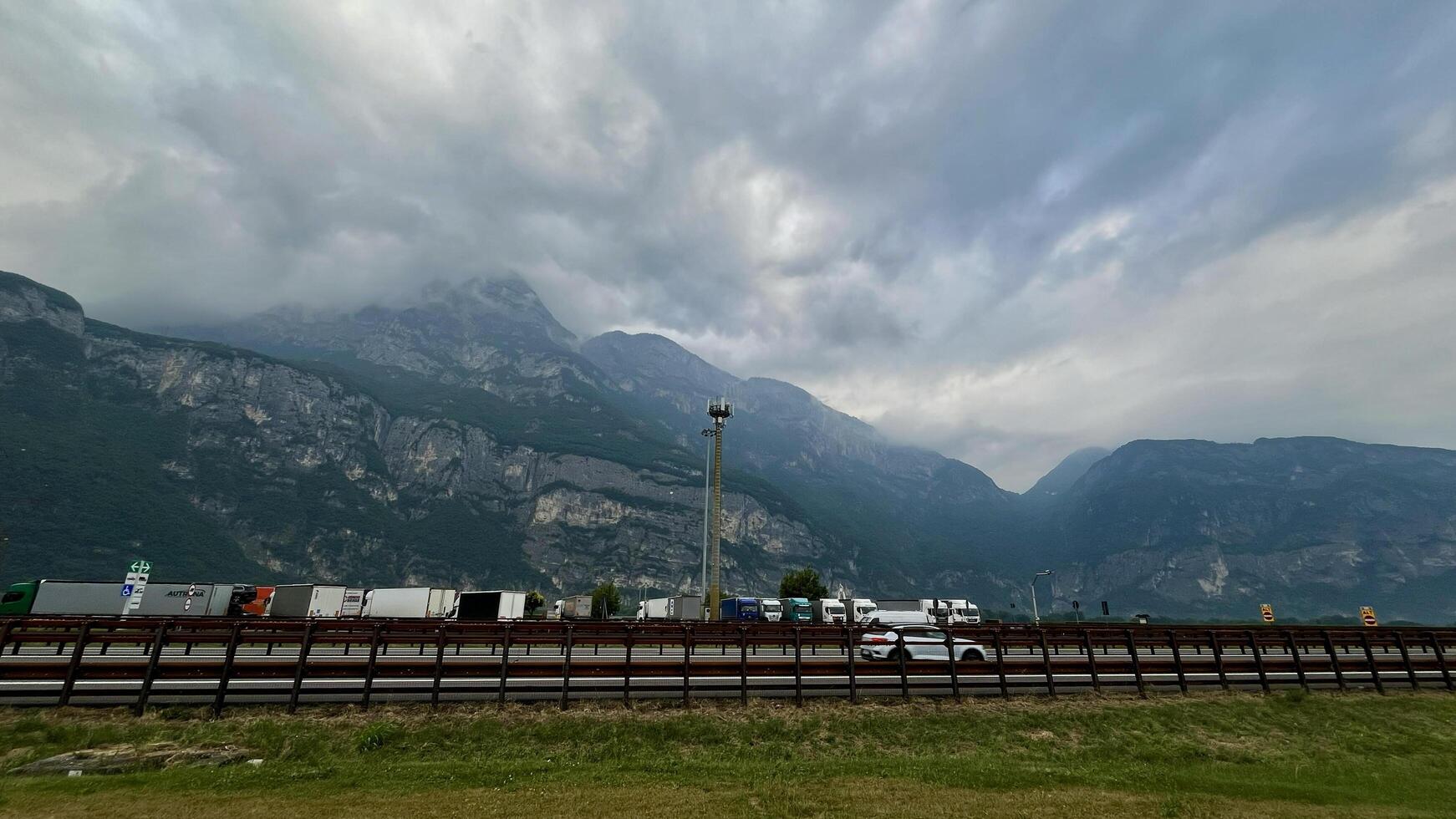 Trentino, Italy June 21, 2025. Autobahn A22, E45 in the Alpine mountains Italy Austria Brenner Pass. photo