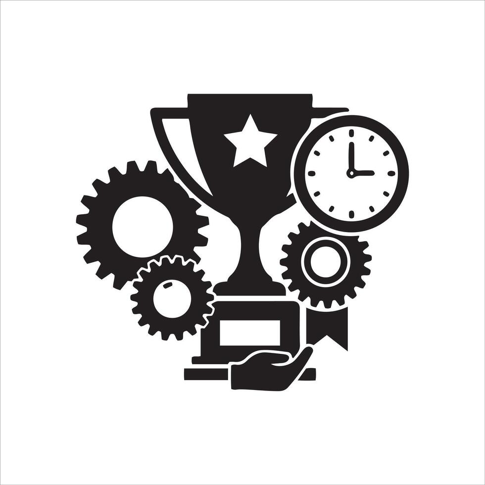 Achieving success through efficient processes and time management vector
