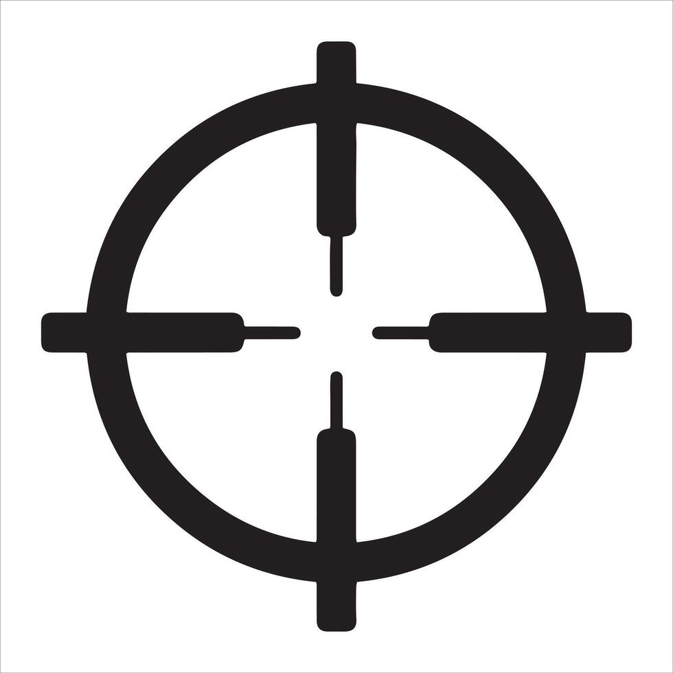 Black crosshairs symbol representing aiming and precision targeting vector