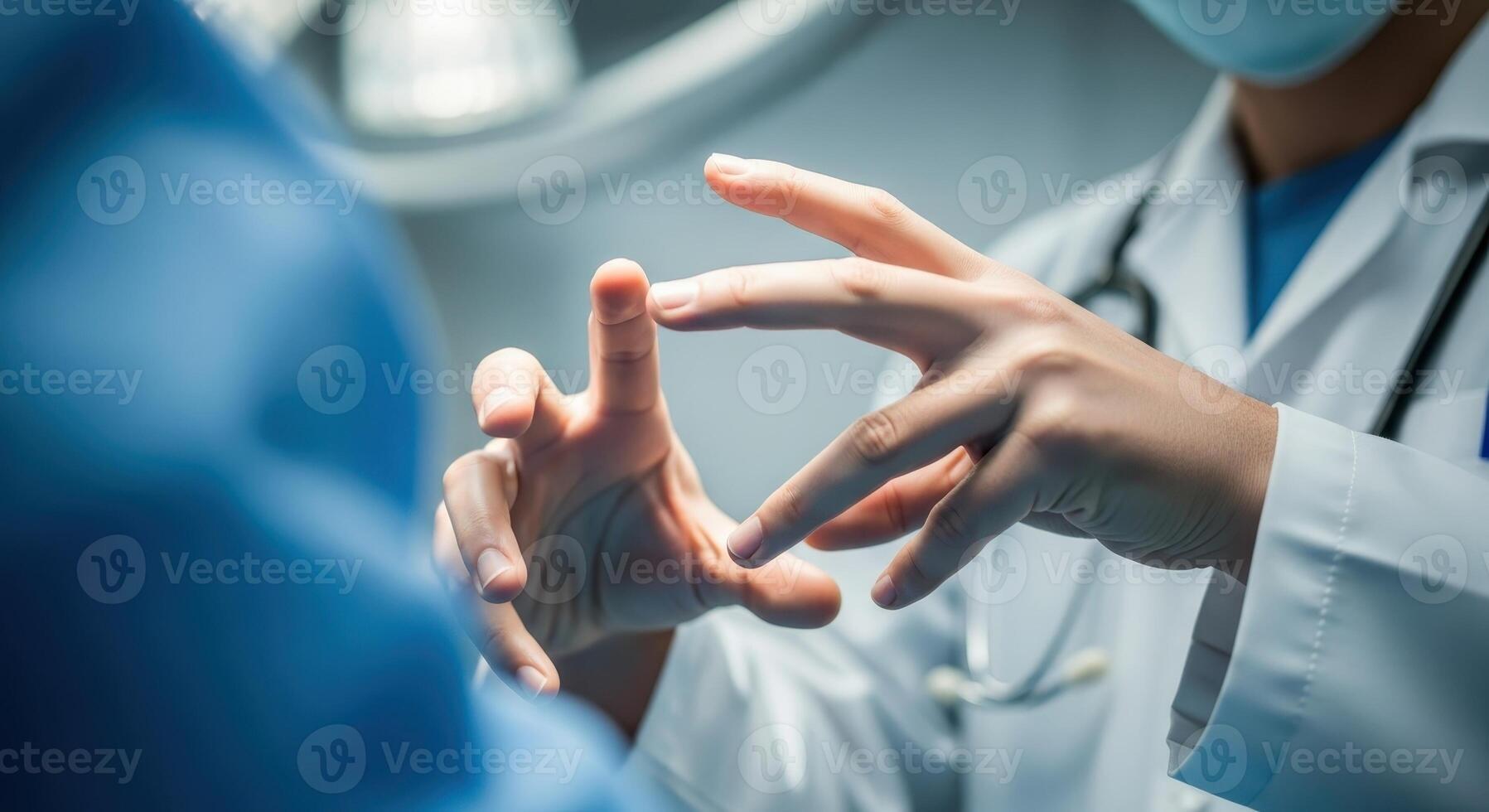 A doctor is explaining a medical procedure to a patient photo