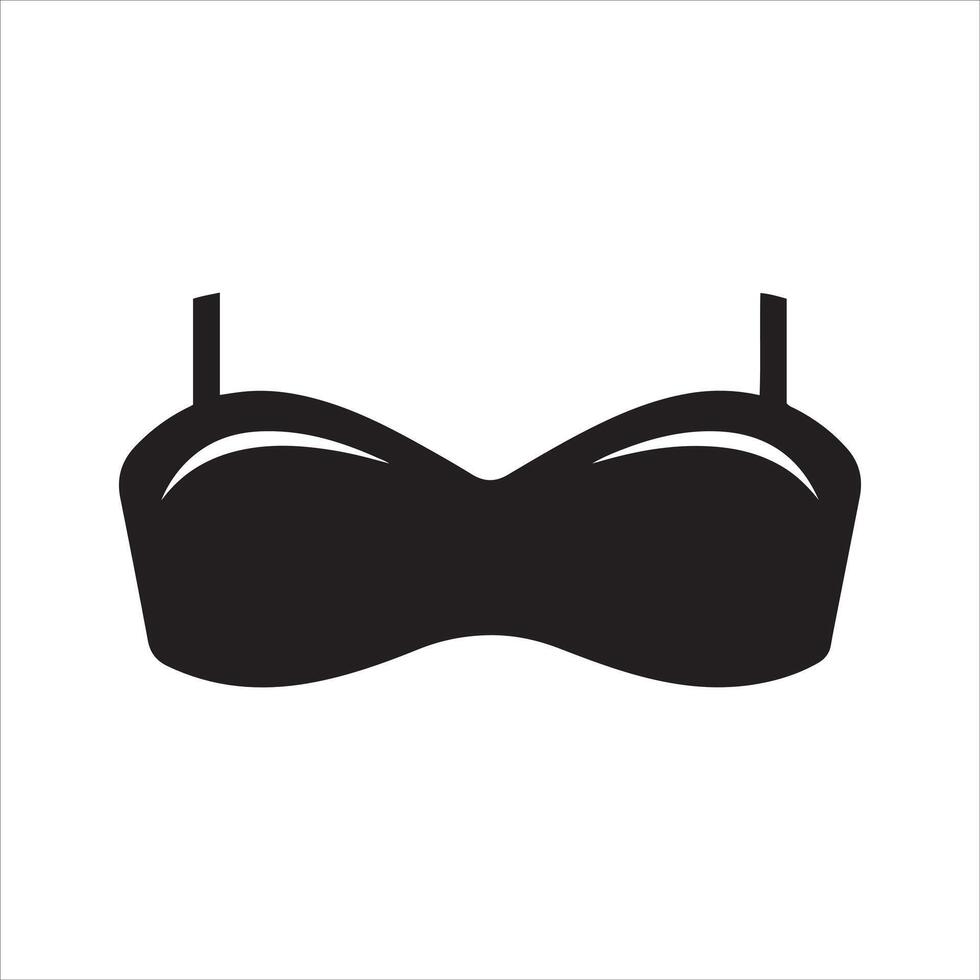 Simple black strapless bra silhouette with thin straps vector