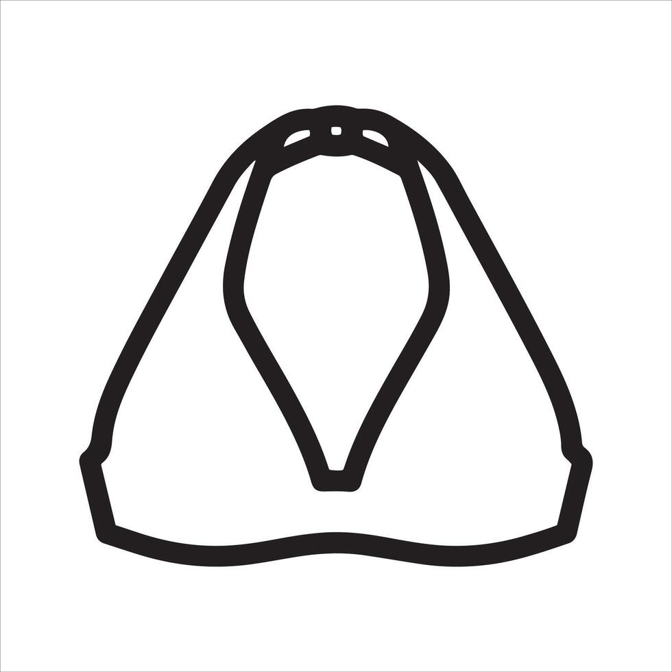 Simple outline of a bikini top with straps and a plunging neckline vector